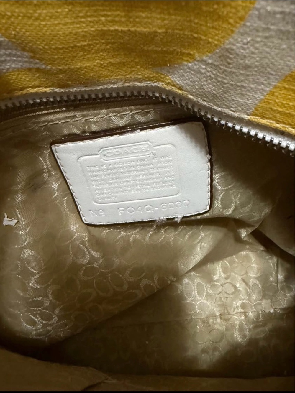 Coach White & Yellow Patterned Shoulder Tote - Picture 3 of 3